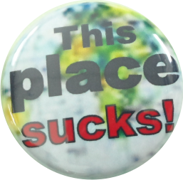 This place sucks Button rot-schwarz